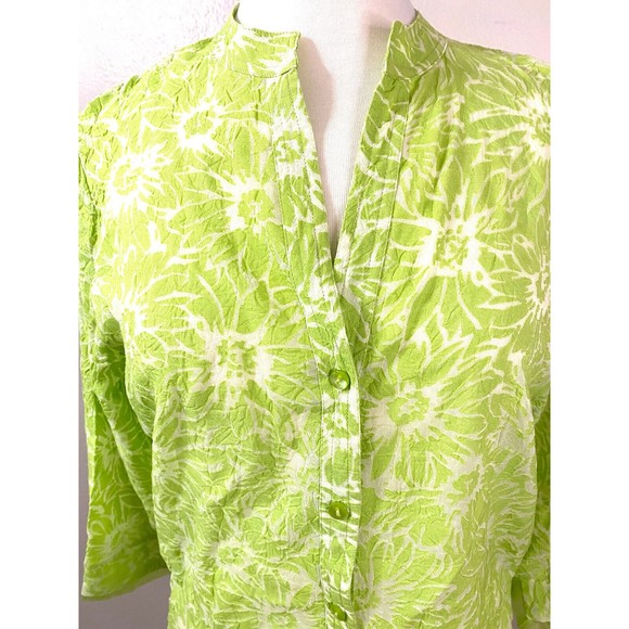First Issue Women's Lime Green Sheer Button Front Blouse, Size M - Picture 5 of 7